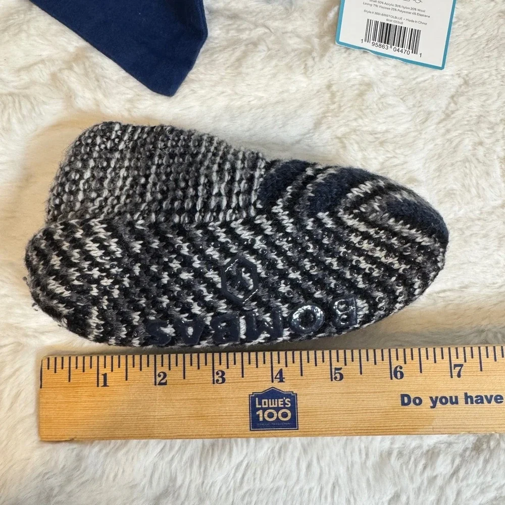 Bombas Youth Gripper Slippers Bristol Blue Knit Wool Blend Non-Slip New